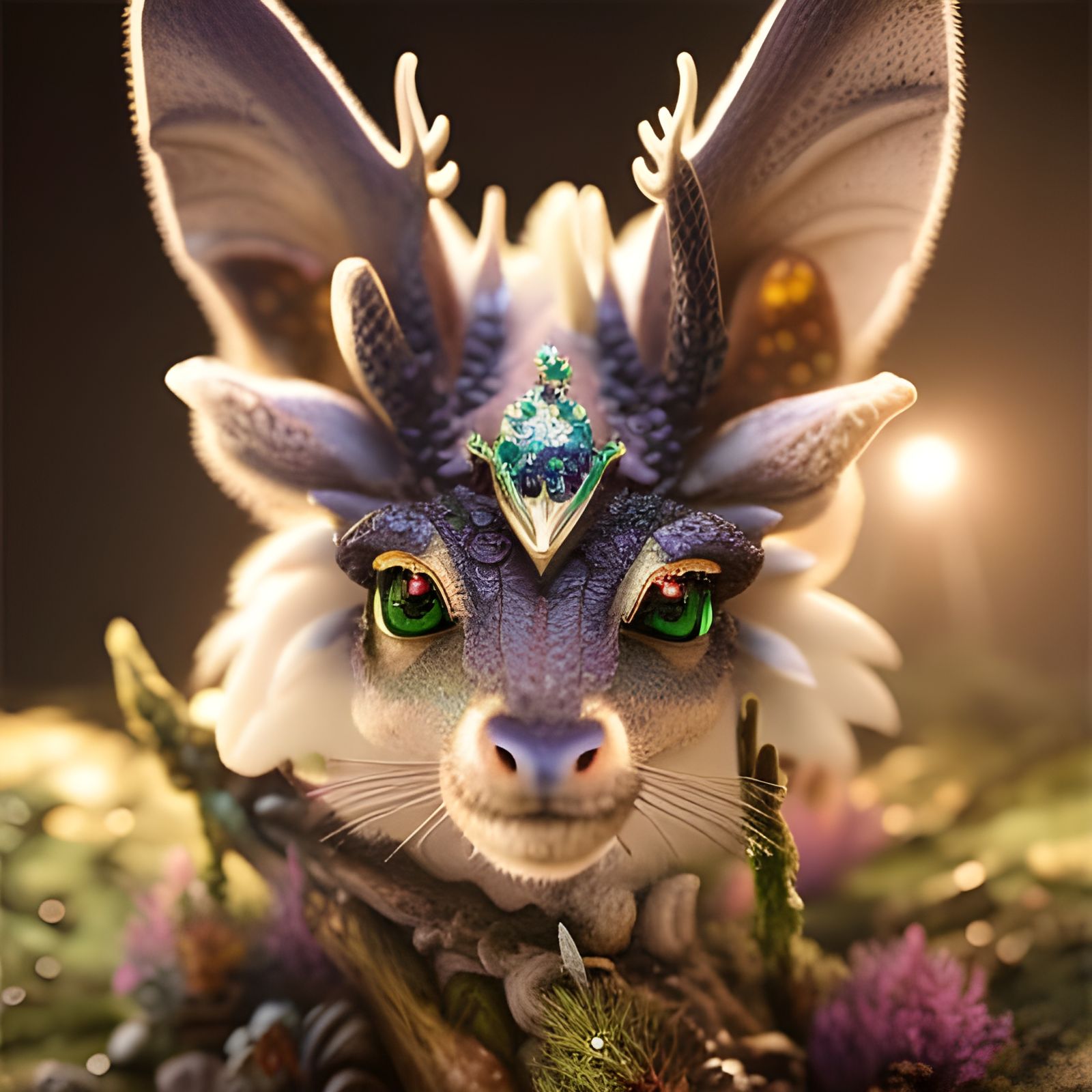 Majestic Mossy Stag Dragon in Fantasy Forest