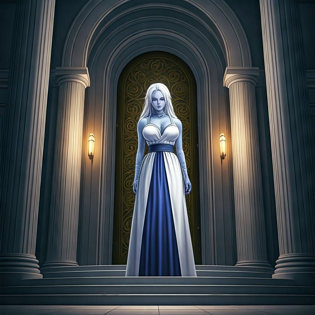 Ethereal Beauty with Piercing Eyes in Digital Art Style