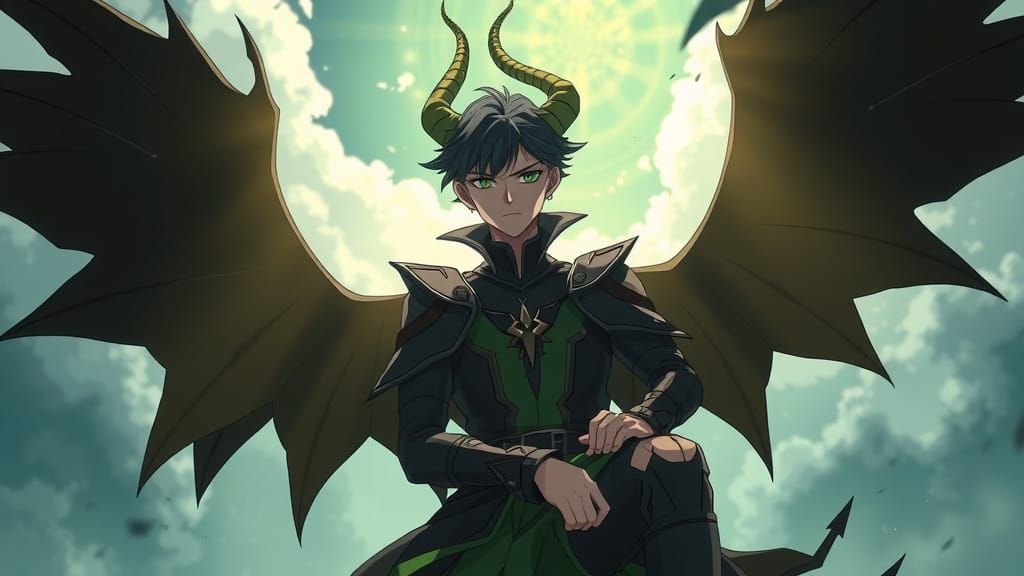 Lucifer Victorious: Anime Key Visual in Ghibli Style