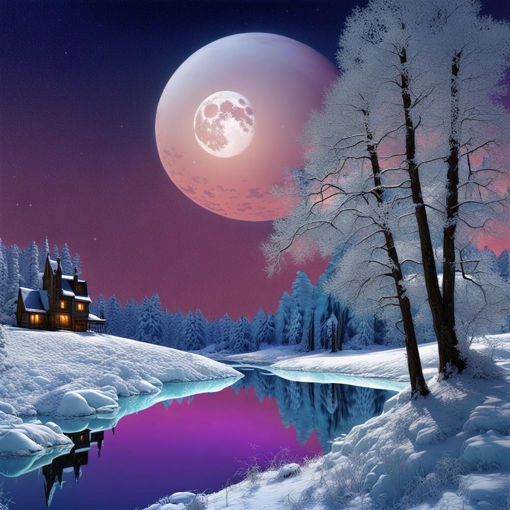 Reflections of a Surreal Winter Night