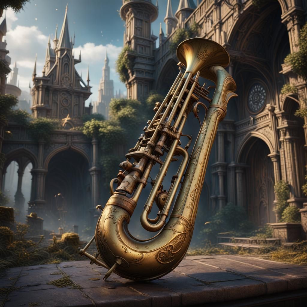 Fantastical Trombone Concept Art in Deep Color