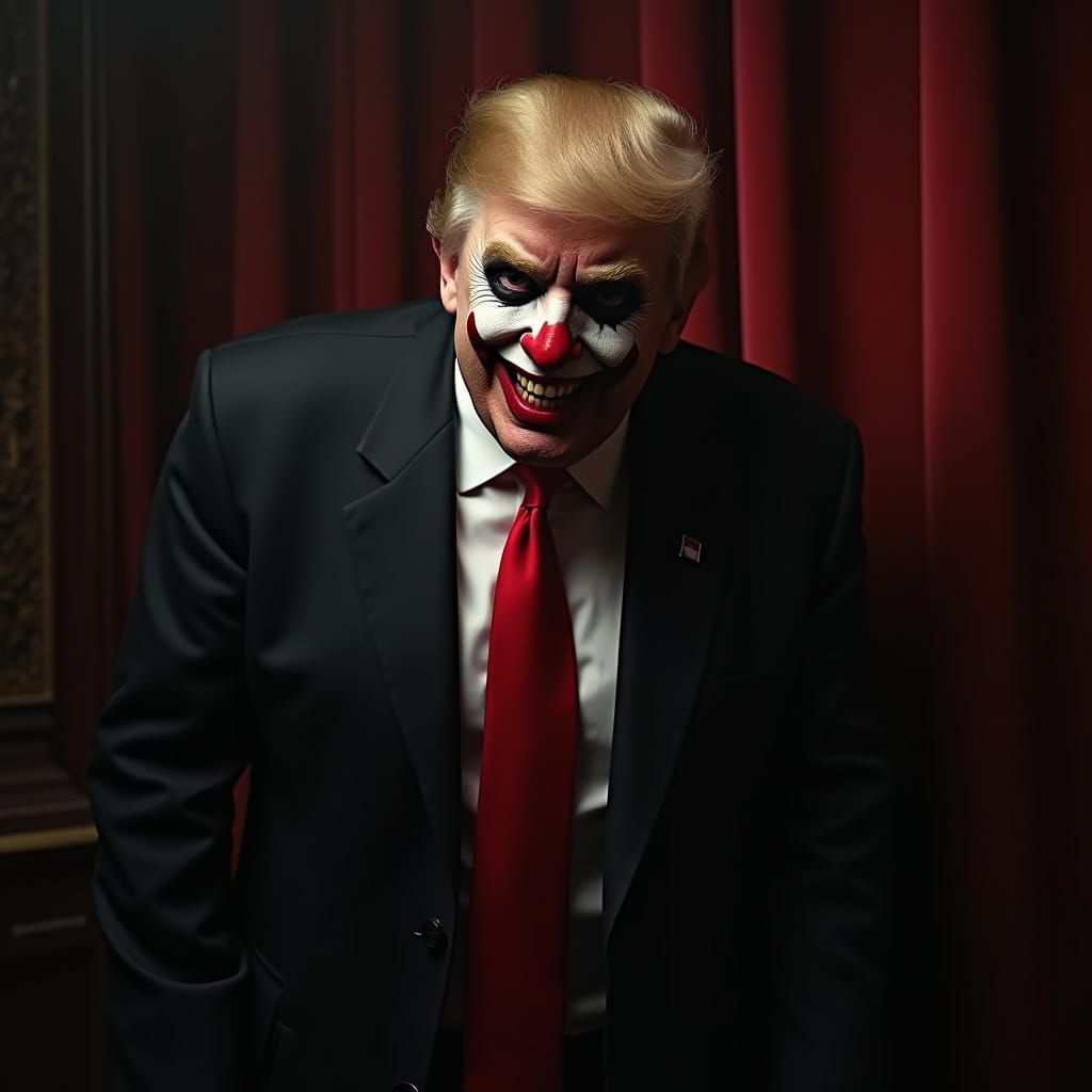 A Sinister Clown Emerges from Grand Theater Shadows