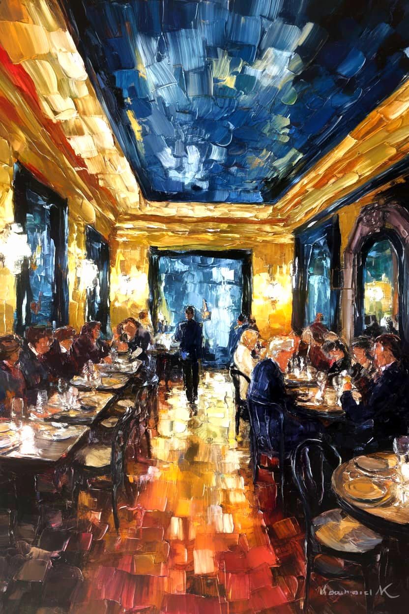 Vibrant Nightlife Scene in Neo Classical Architecture