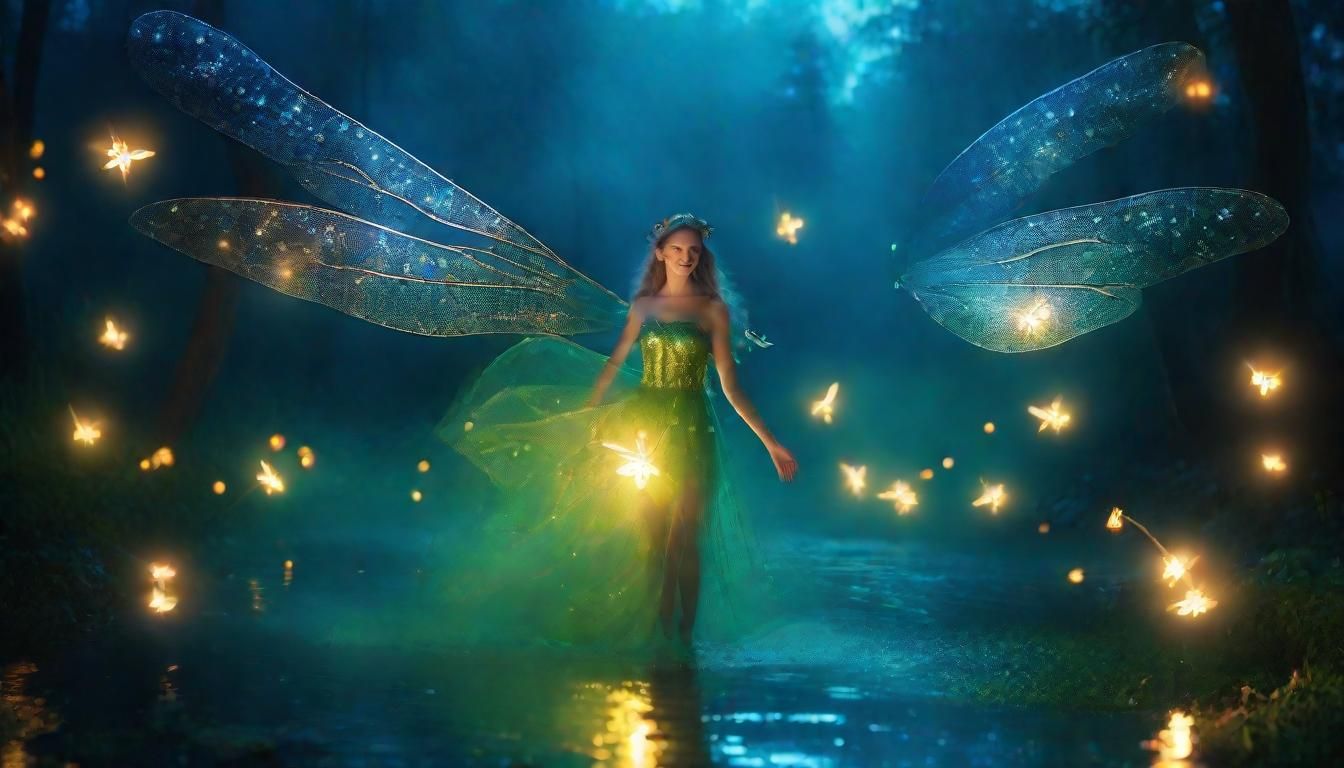 Elf on Dragonfly in Bioluminescent Firefly Festival