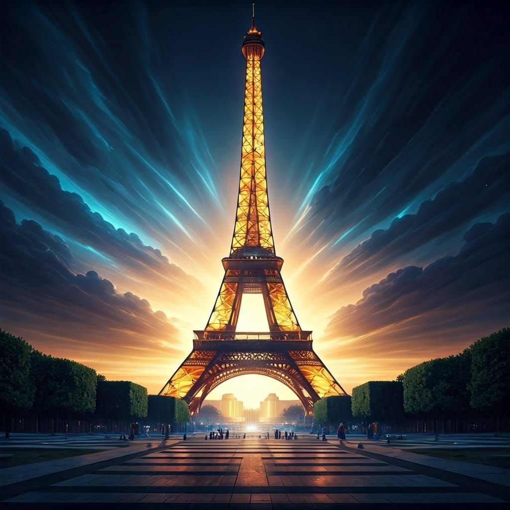Eiffel Tower in a Mystical Realm: Matte Painting