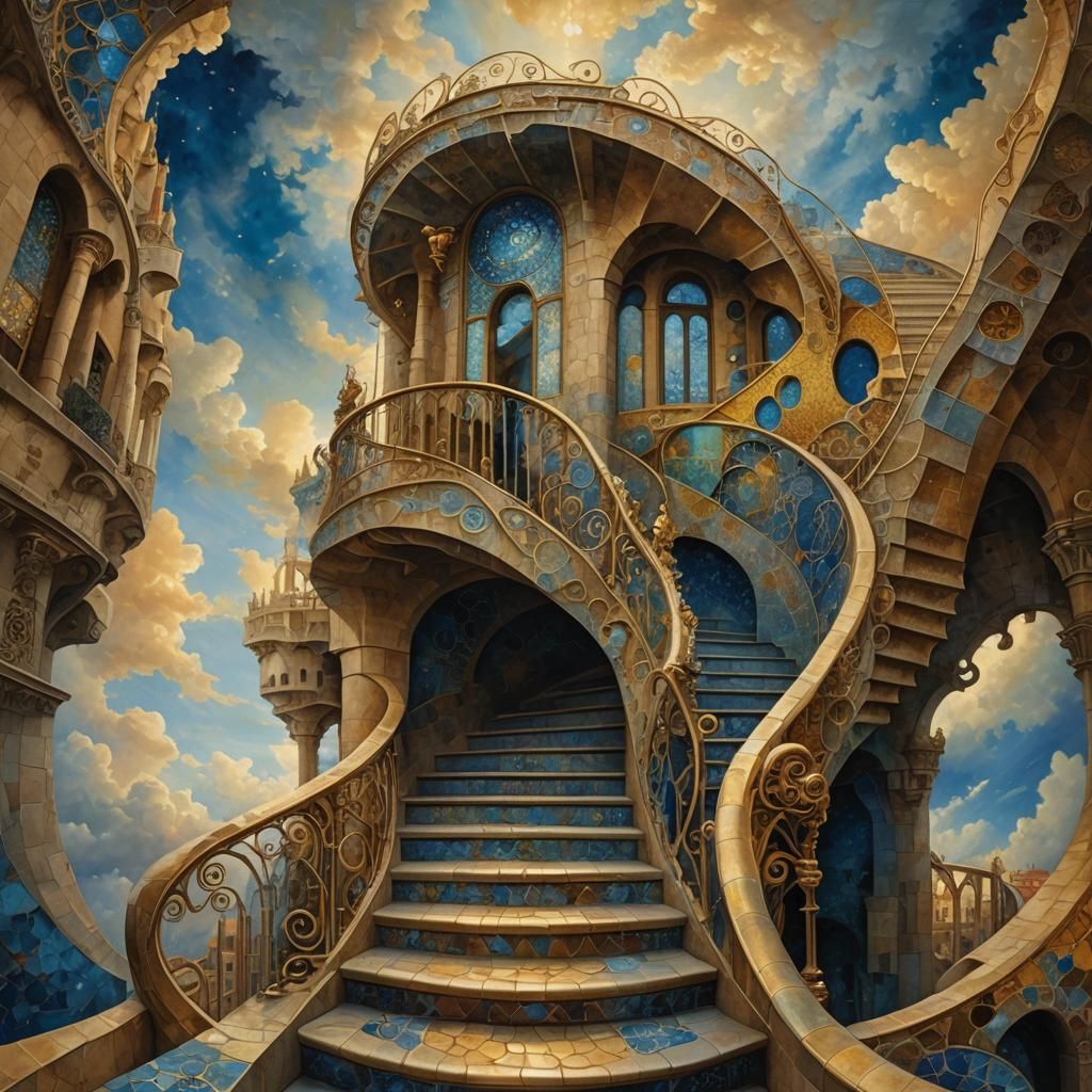 Gaudi-Inspired Stairway to Heaven Concept Art