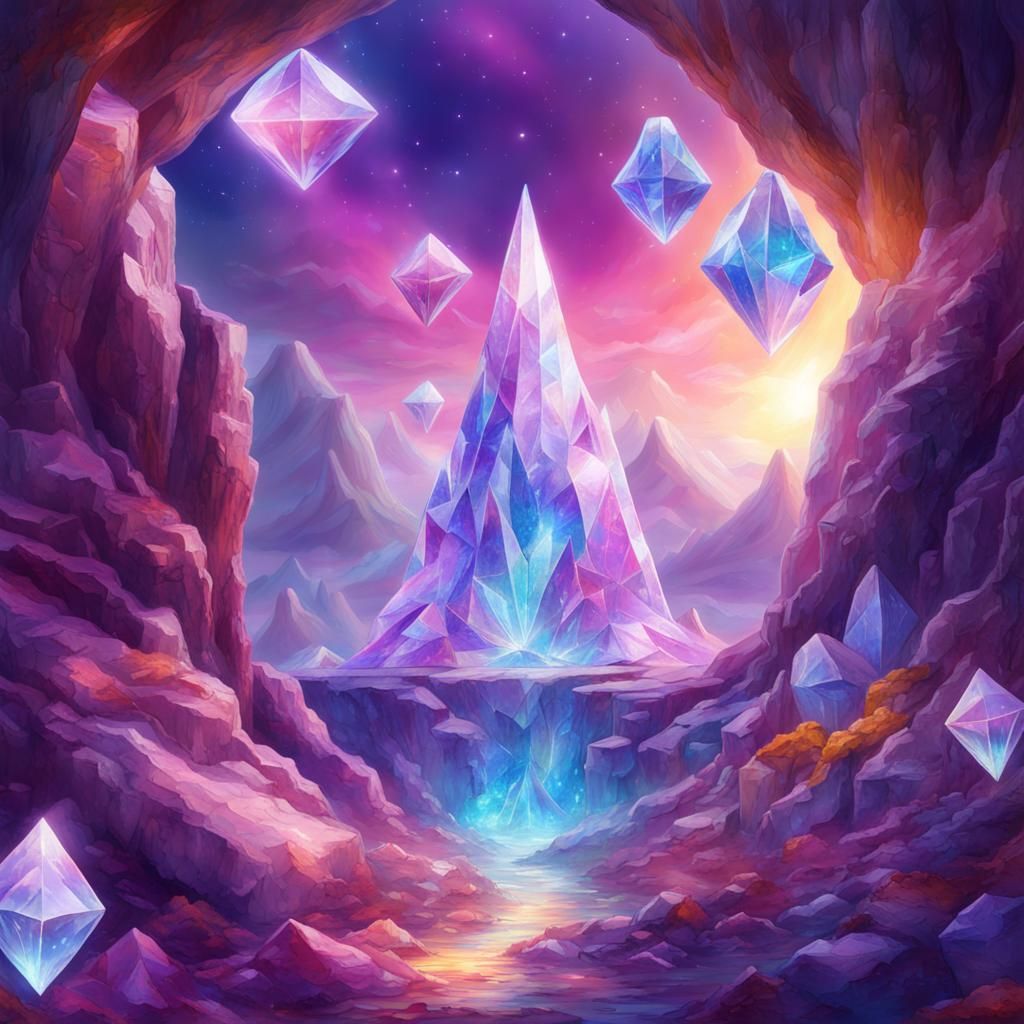 Dreamlike Crystal Mine with Glittering Gems