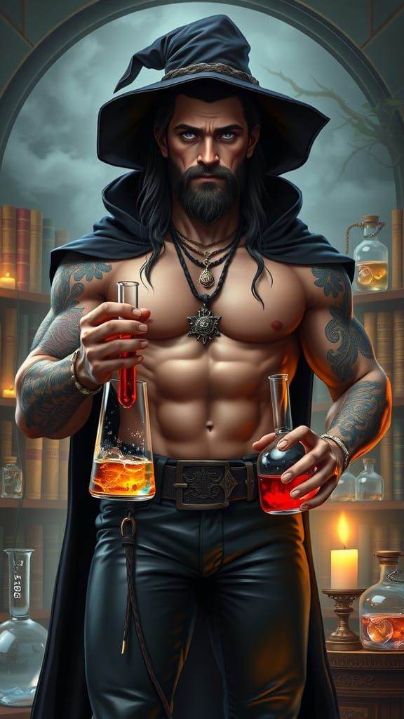 Muscular Male Witch in Dark Fantasy Art