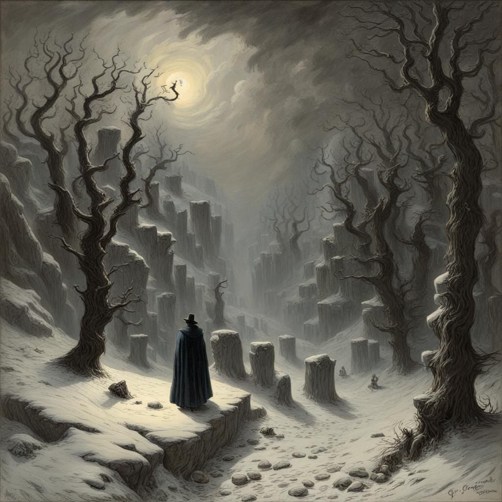 Horrific Winter Landscape in Doré Style