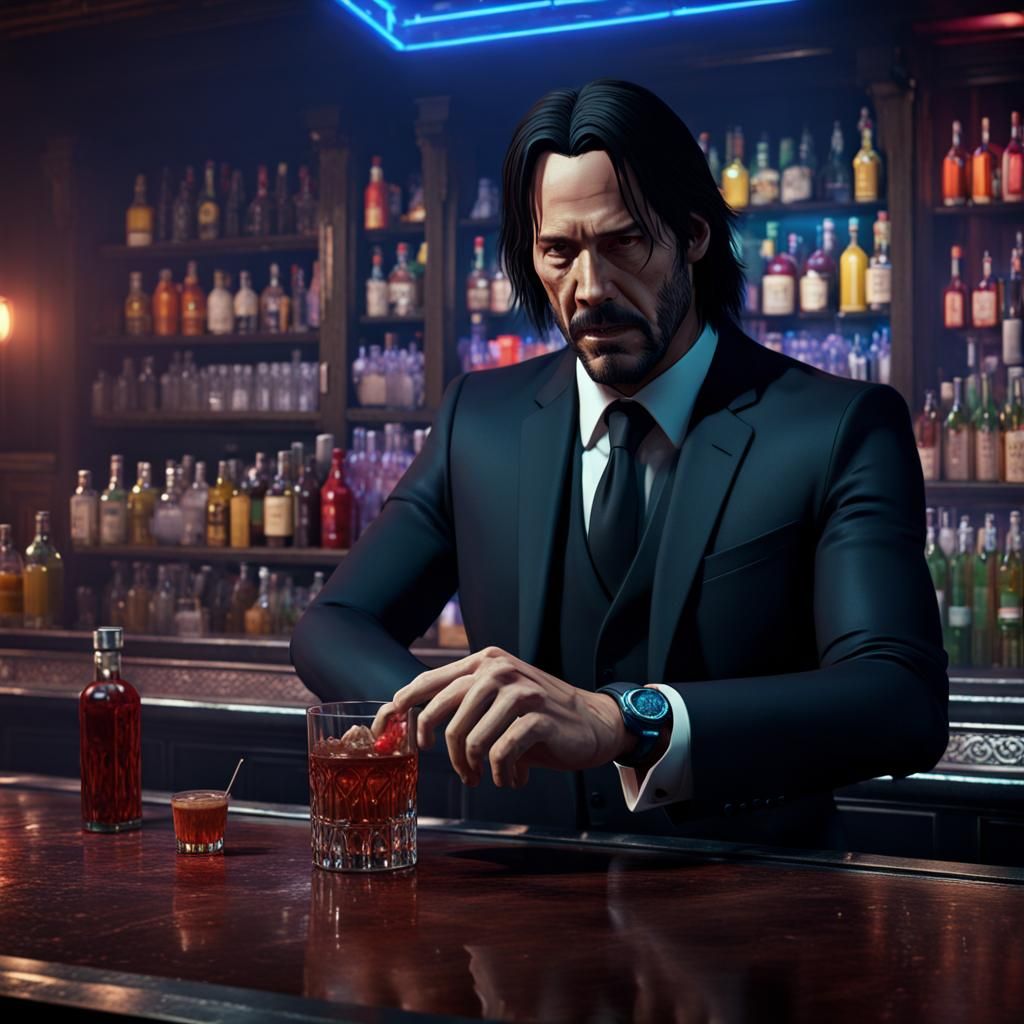 John Wick as Bartender: Detailed Matte Painting
