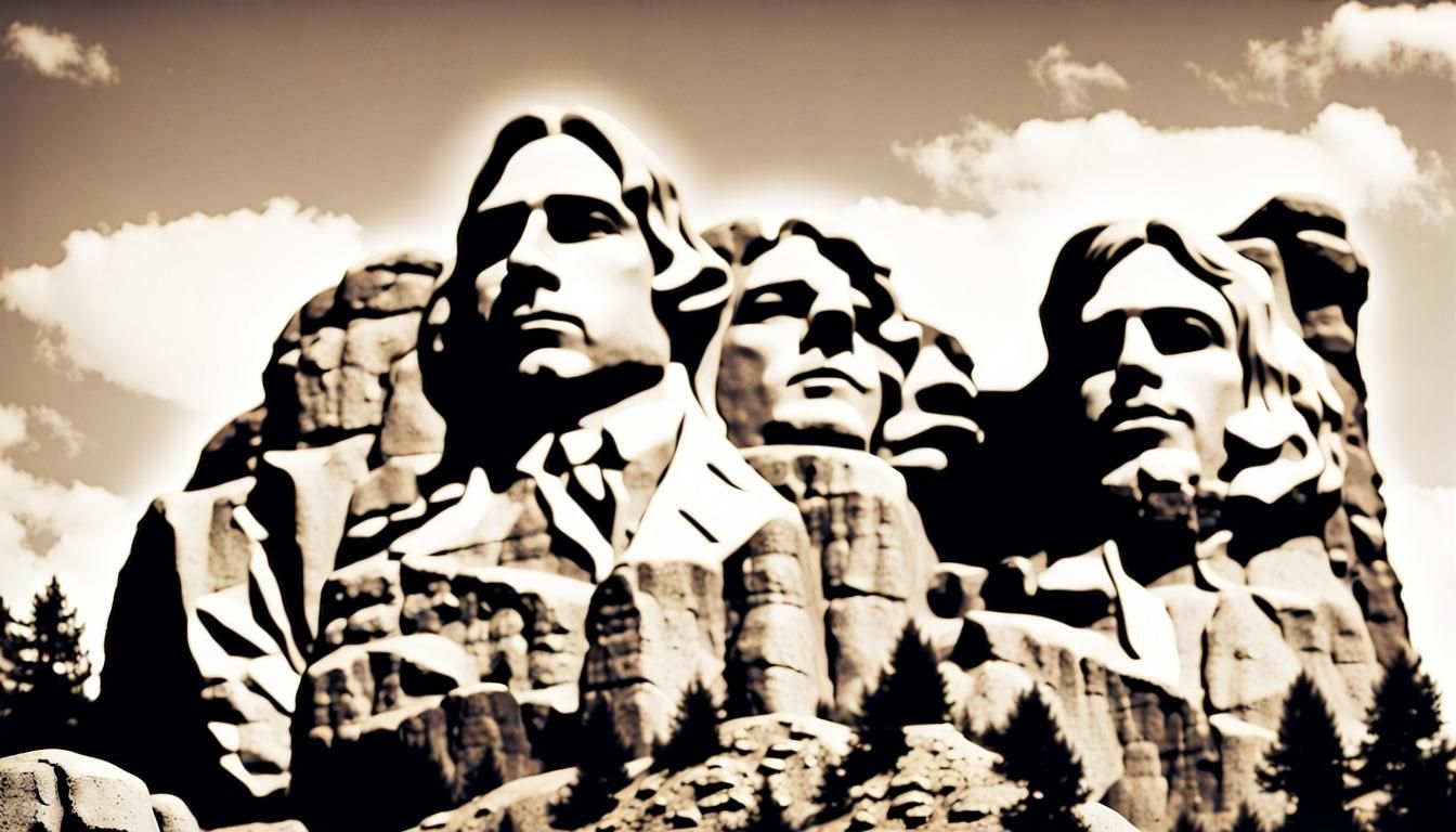 Nirvana faces on mount rushmore, Kurt Cobain Dave Grohl vint...