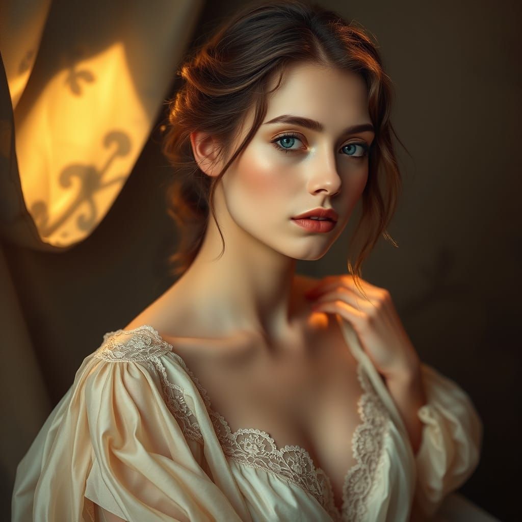 Ethereal Renaissance Beauty in Soft Focus