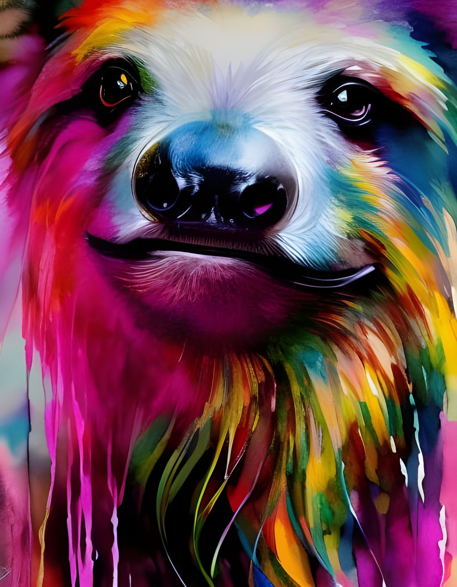 Happy Sloth in Watercolor Line Art