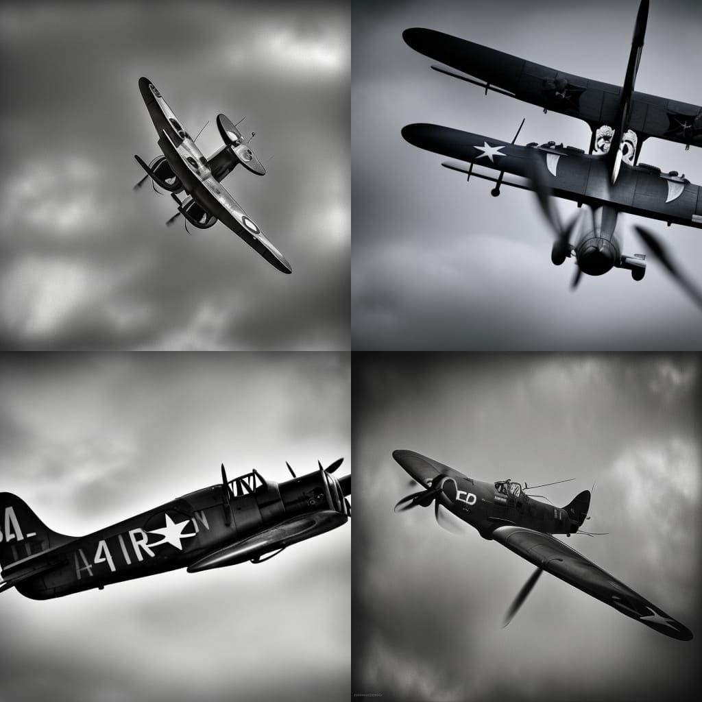 WWII American War Plane in Flight, Hyperrealistic