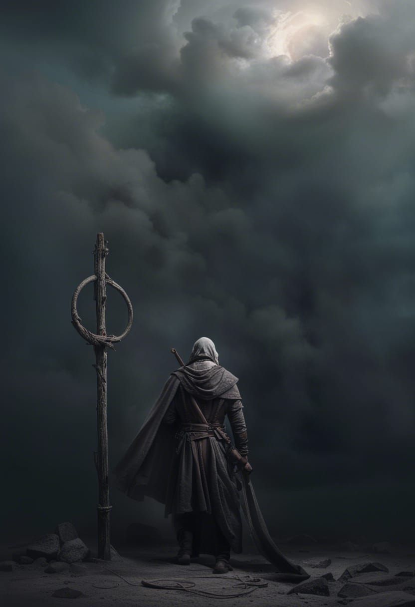 Desperate Beggar Smoking Hashish: Dark Fantasy Concept