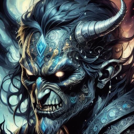 Fantastical Beast Sliced by Axes in Detailed Matte Painting