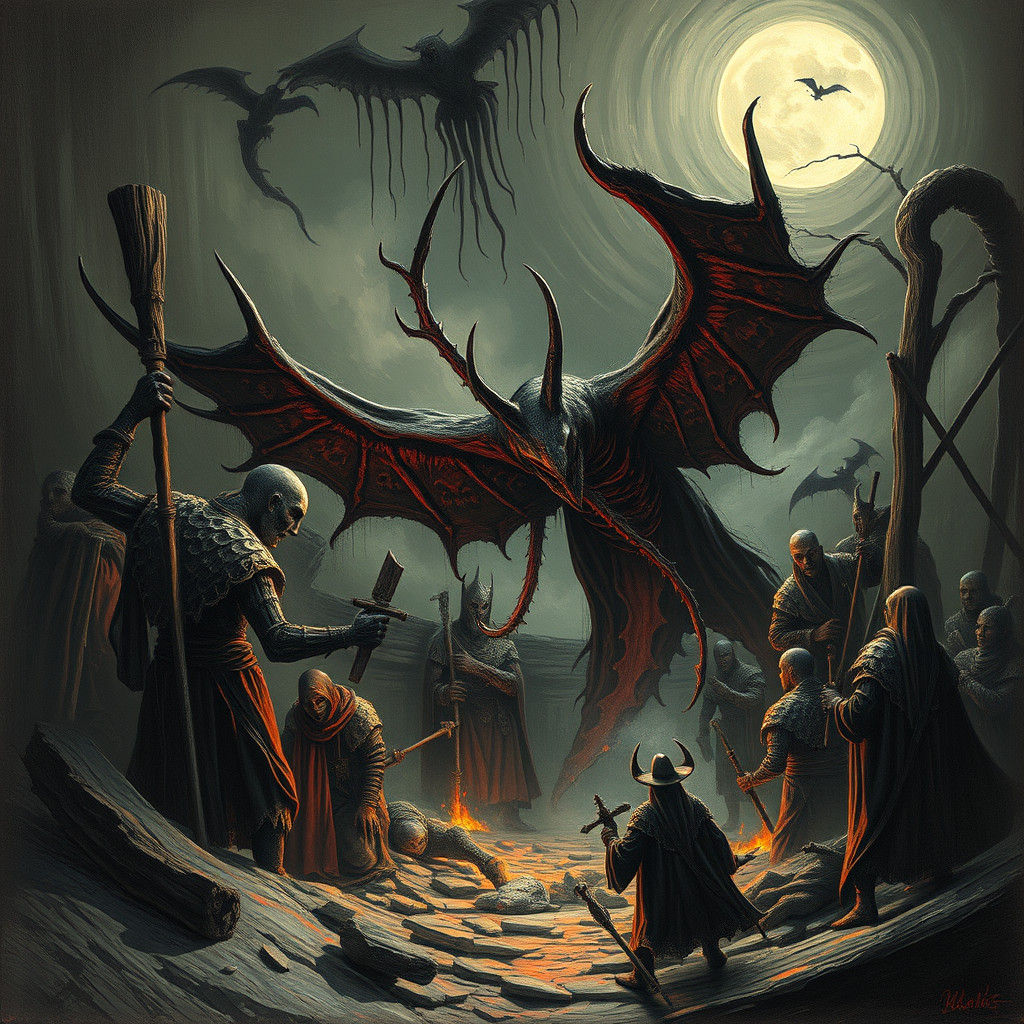 Horrific Face Emerges from Hands: Horror Illustration