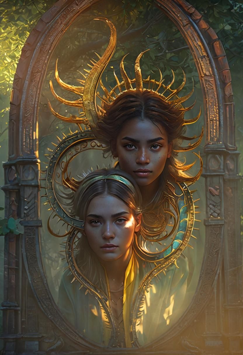 Girls in Sunlight: Vivid Digital Art