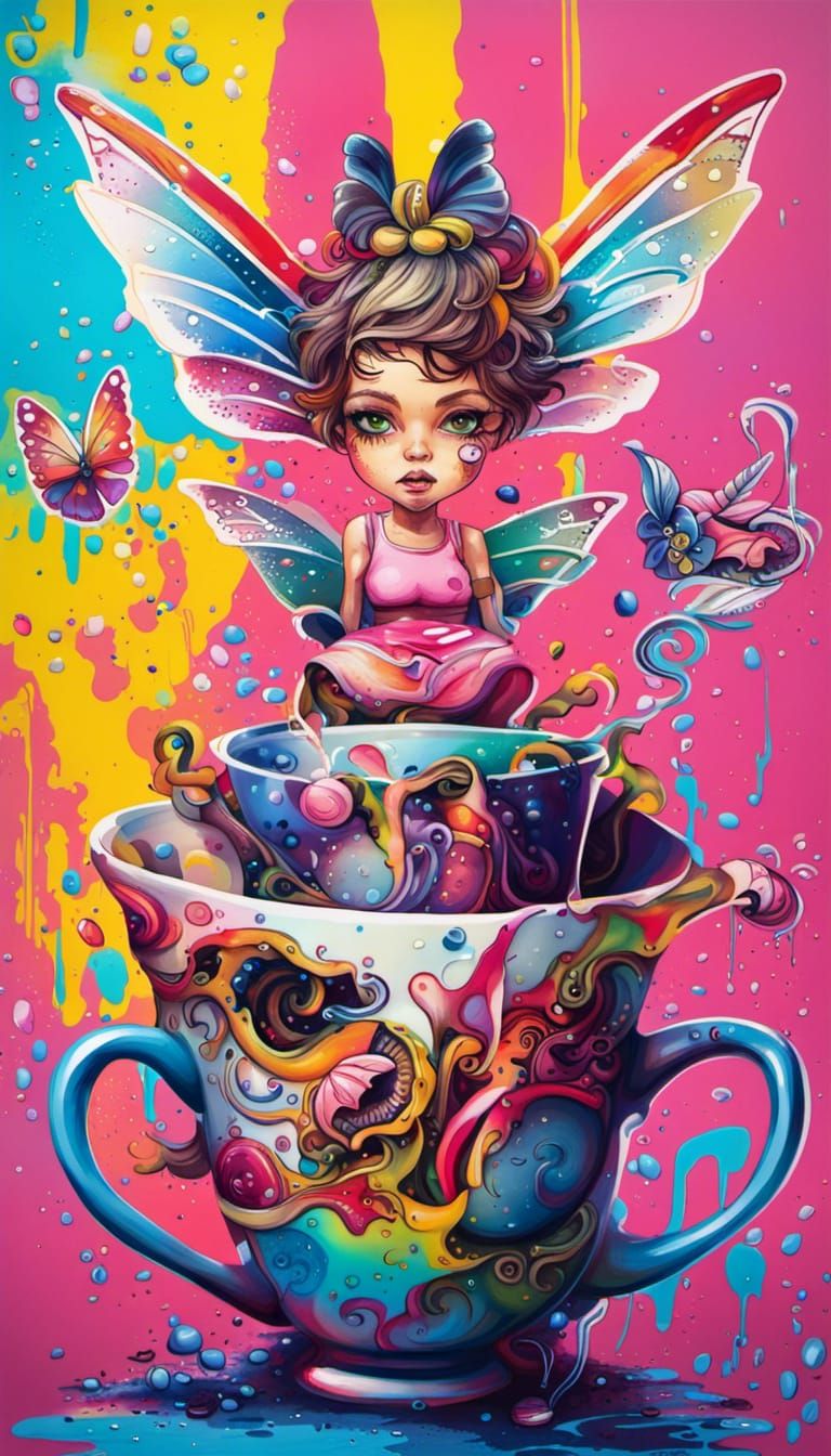 Tea Cup Pixie in Graffiti Street Art