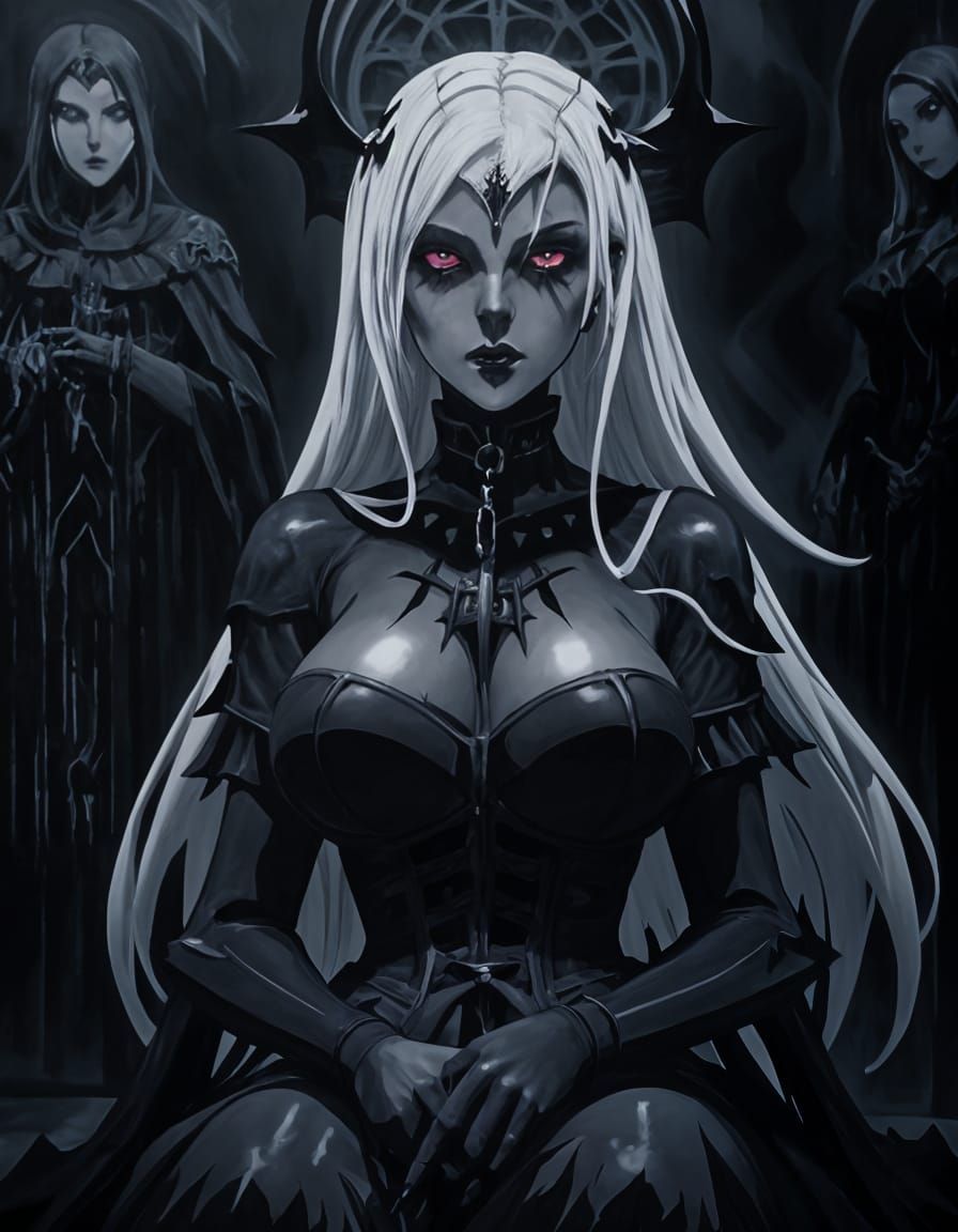 Gothic Woman in Dark Cathedral: Anime Style
