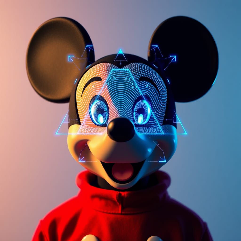 Biometric Scan of Mickey Mouse Eyes in Blue