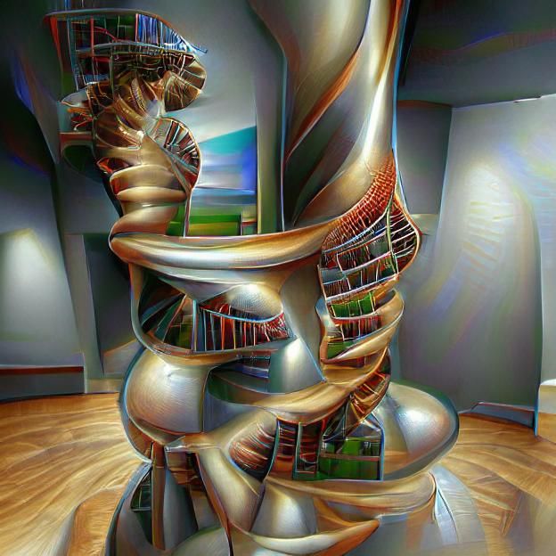 Double Helix Staircase in Art Gallery, Hyperrealism