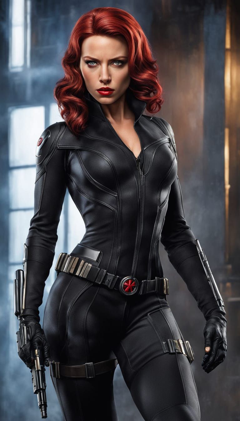 Marvel's Black Widow in a Sultry Cyberpunk Aesthetic