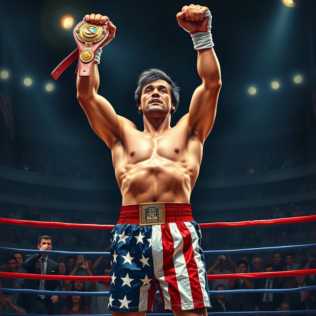 Rocky Balboa Triumphant in the Boxing Ring