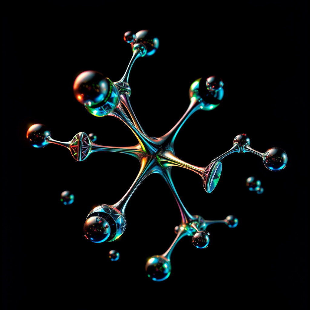Intricate Molecular Structure in Geometric Iridescent Art