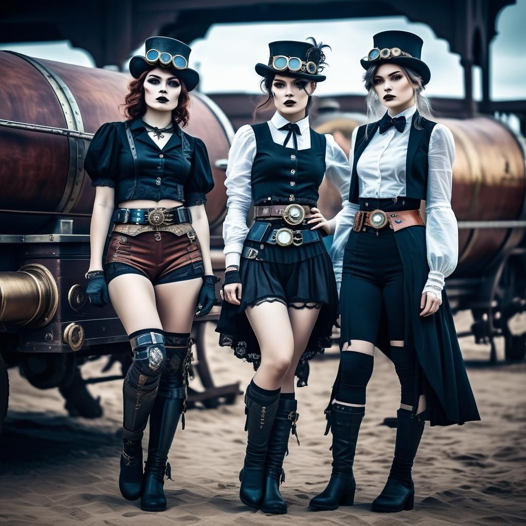 Steampunk Women on a Cosmic Sailor Trip