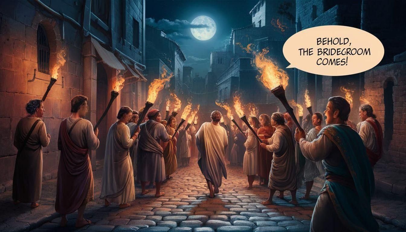 Ancient Jerusalem Torchlight Procession at Night