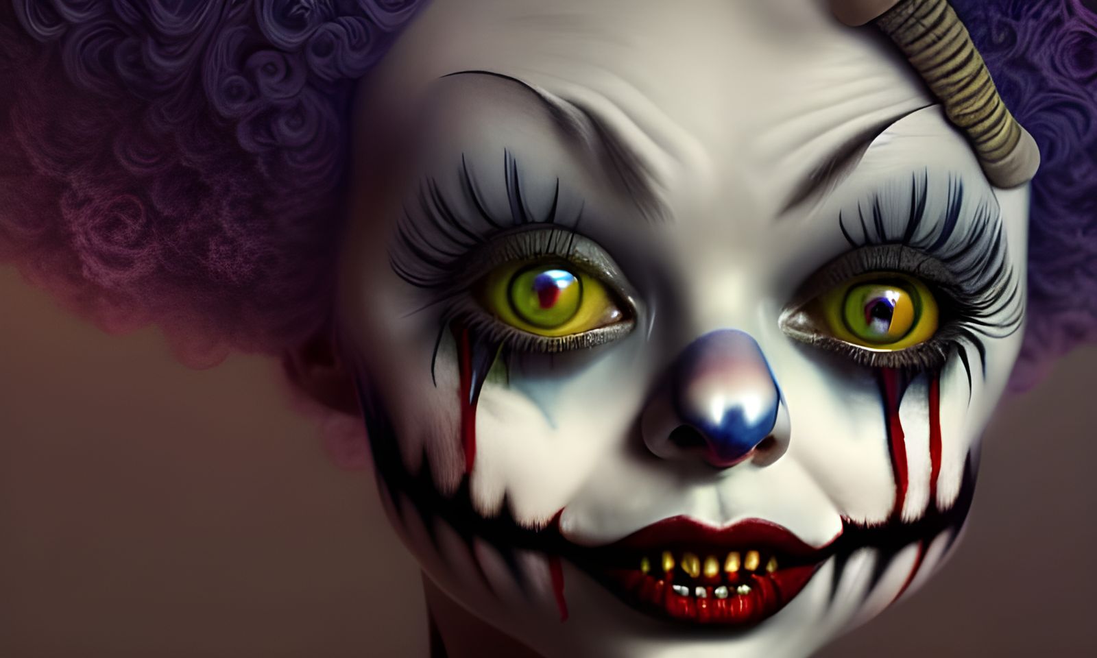Ominous Clown Girl Digital Painting in 16k Resolution