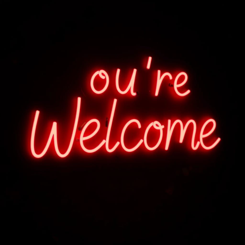 Bioluminescent Neon Ink "You're Welcome" Text