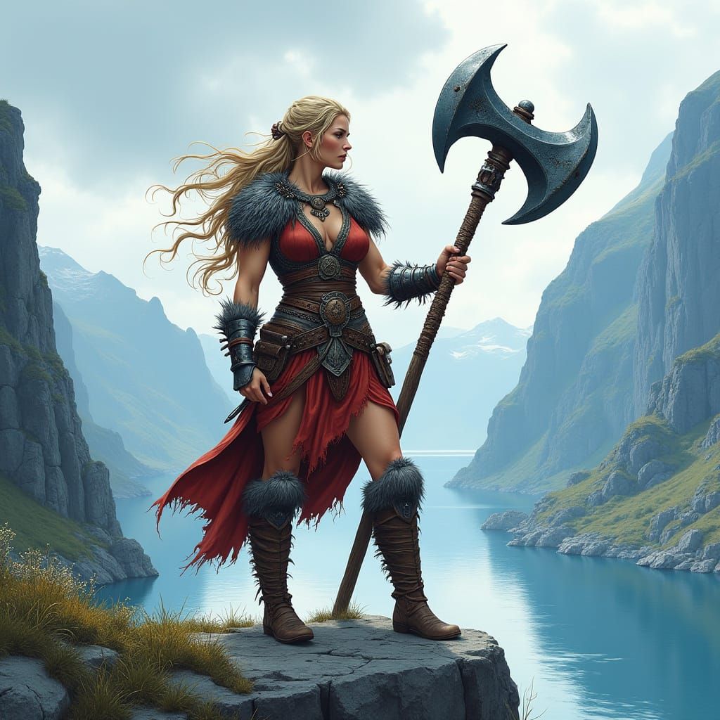 Viking Warrior Woman in Fanciful Armor