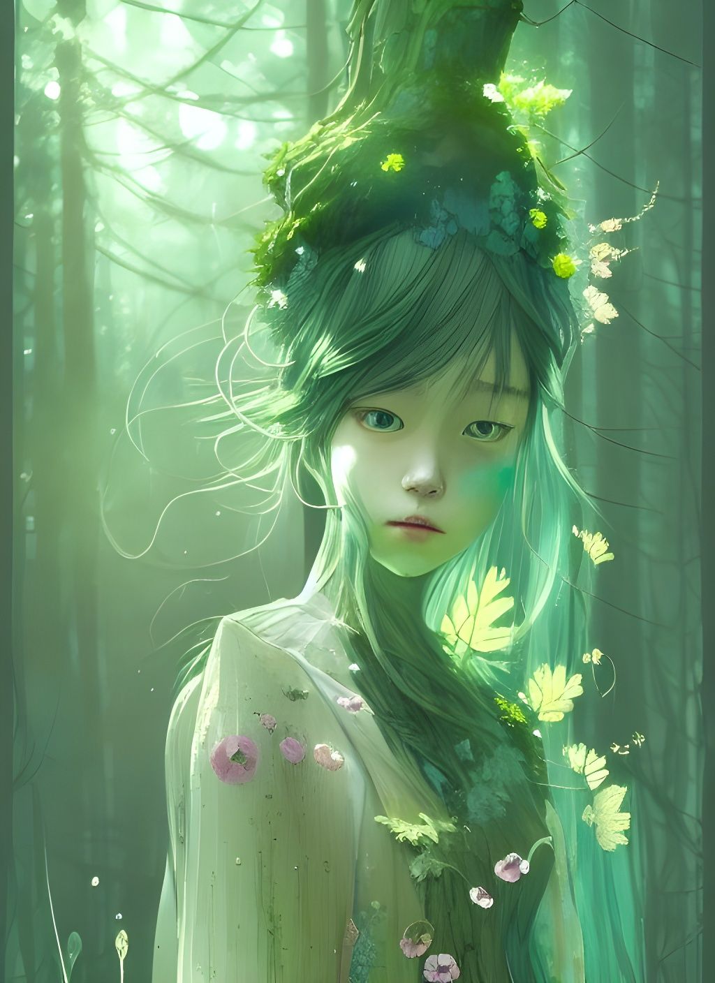 Beautiful Forest Princess Portrait in Digital Illustration