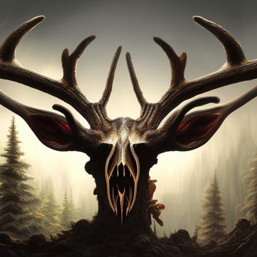 Deer God with Skull Head: Fantasy Concept Art