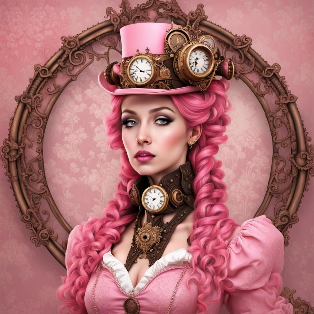 Steampunk Princess Portrait in Bubblegum Pink
