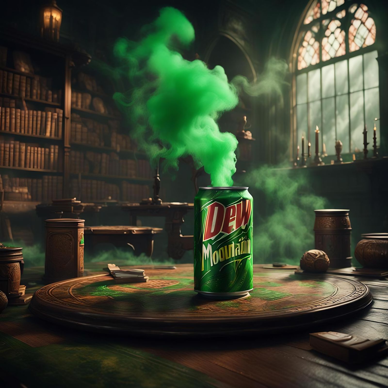 Witchcraft School Room with Mountain Dew, Matte Painting