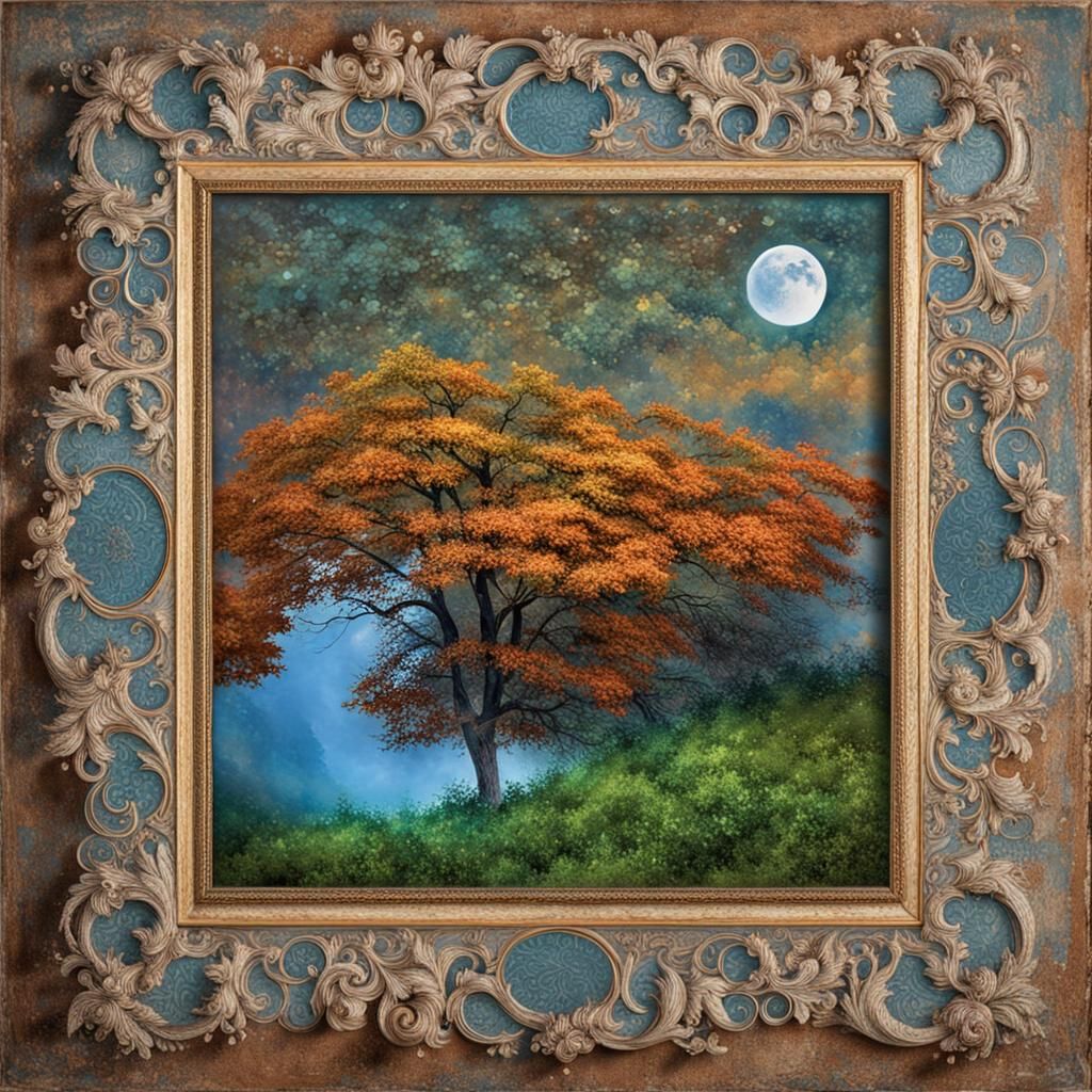 Wooden Bowl and Glasses as Acrylic Painting