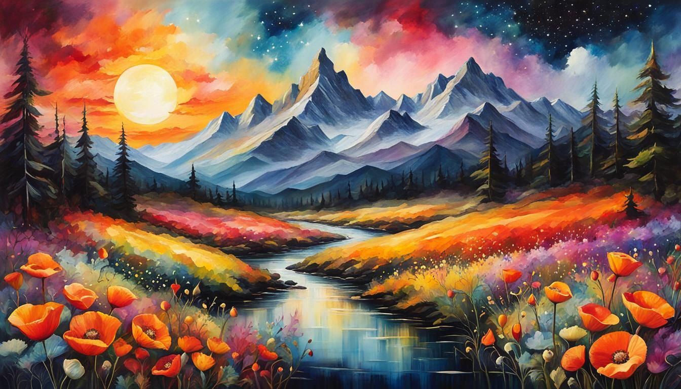 Colorful Forest Landscape in Romantic Naturalism Style