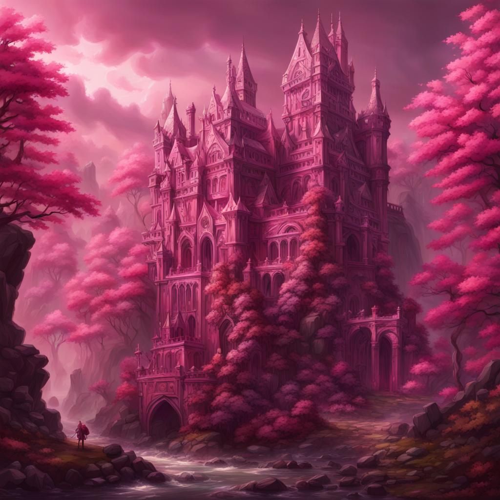 Pink Dungeons and Dragons Castle: Digital Matte Painting