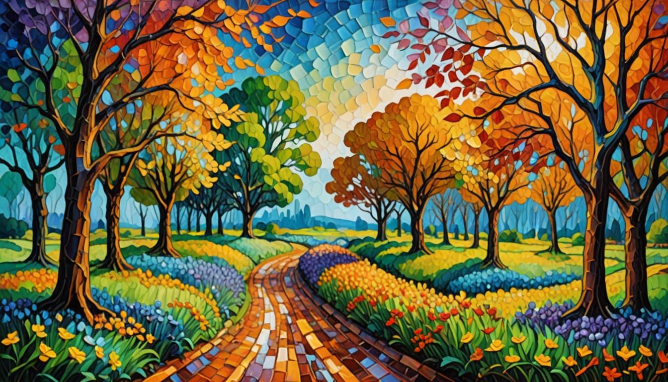 Neo-Impressionist Oil Painting of Future Memories