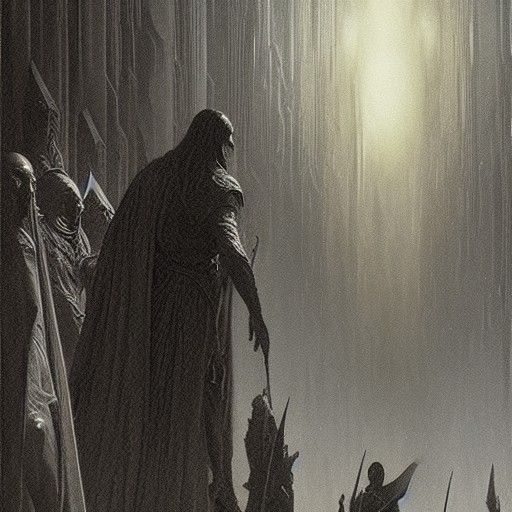 Oath-Bound Figures in Detailed Horror Style