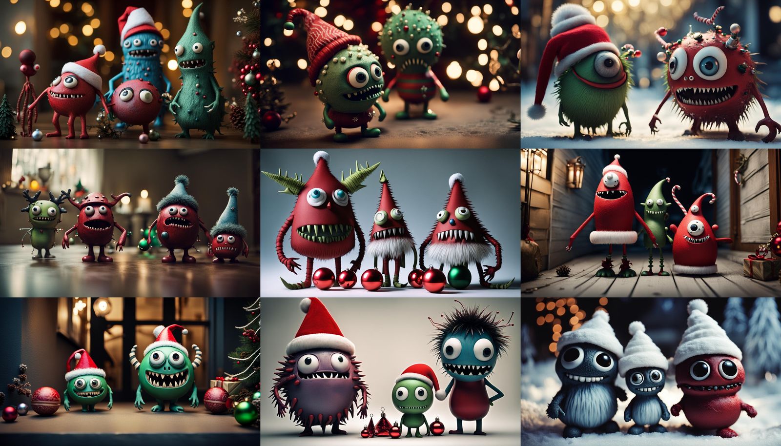 Christmas Monsters in Burton-esque Style