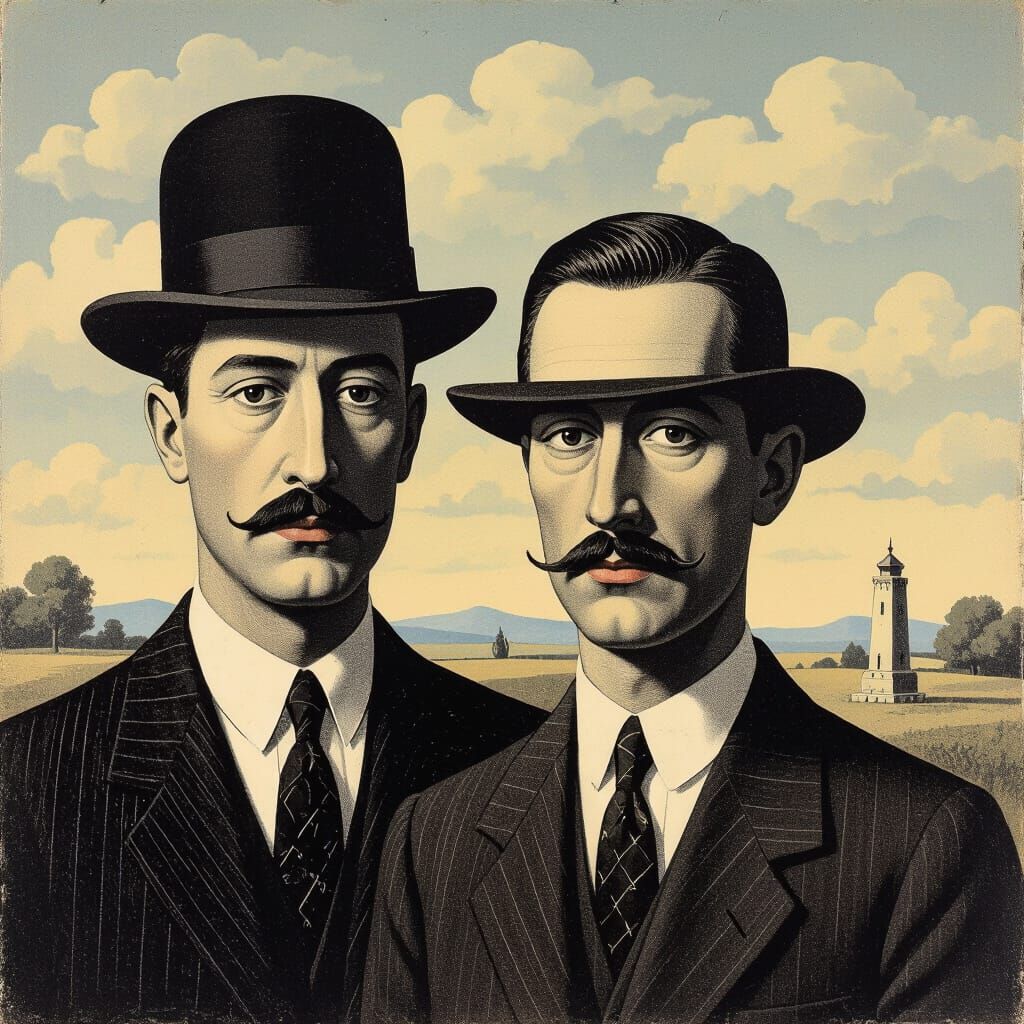 Surrealist Dreamscape in Magritte Style