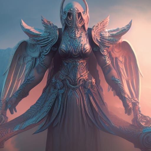 Angelic Knight in Detailed Matte Painting Style