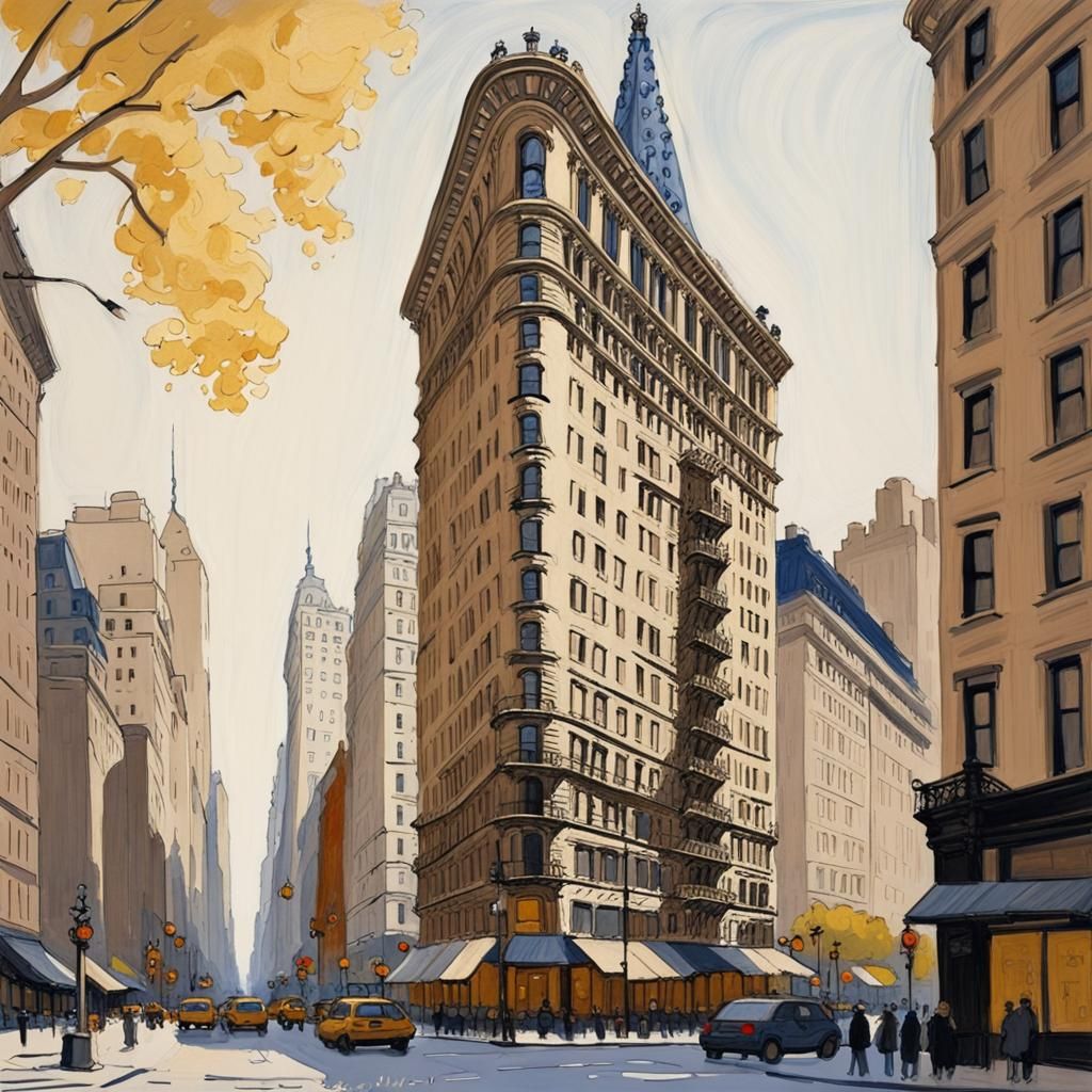 Flatiron Building: Beaux-Arts Architectural Gouache Sketch