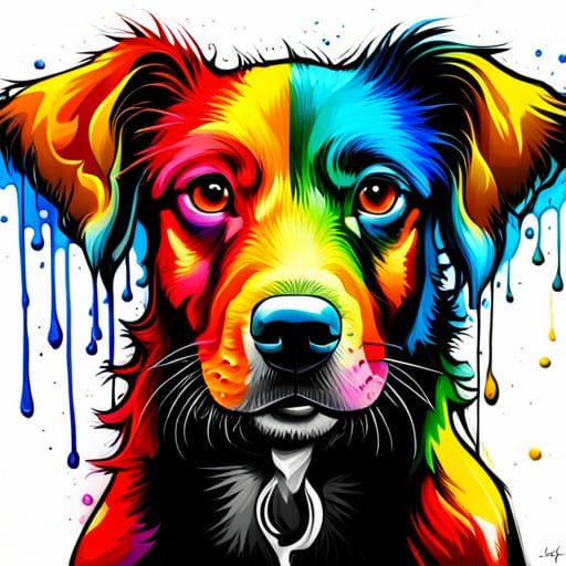 Colorful Graffiti Puppy in Street Art Style