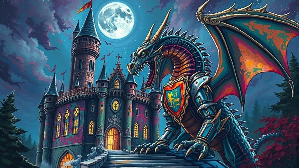 Dragon Knight Guards Castle: Graffiti Art Style