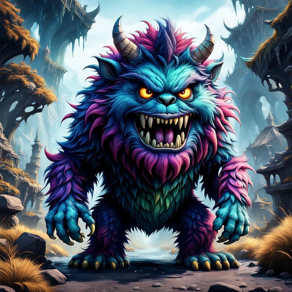 Furry Monster Concept Art in Detailed Matte Painting